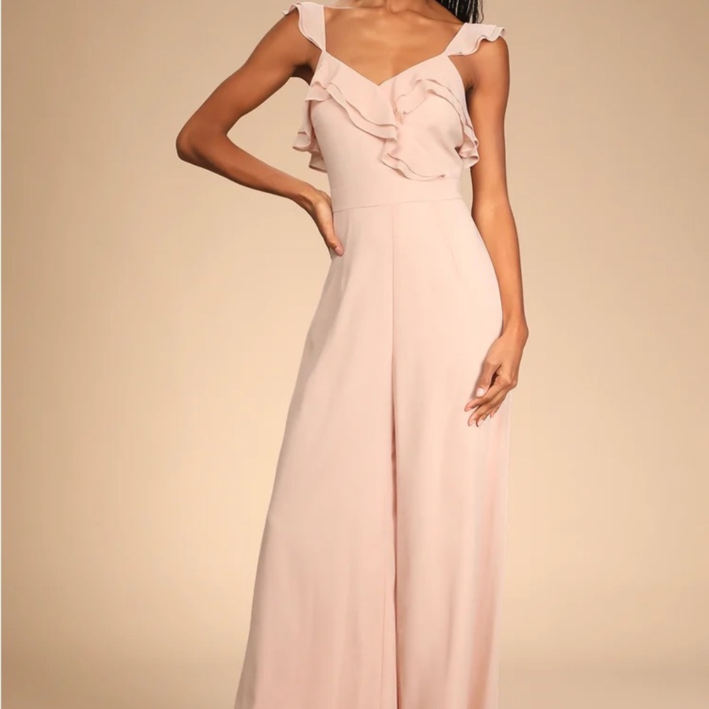 Lulu’s Remarkable Sight Pink Ruffled Jumpsuit